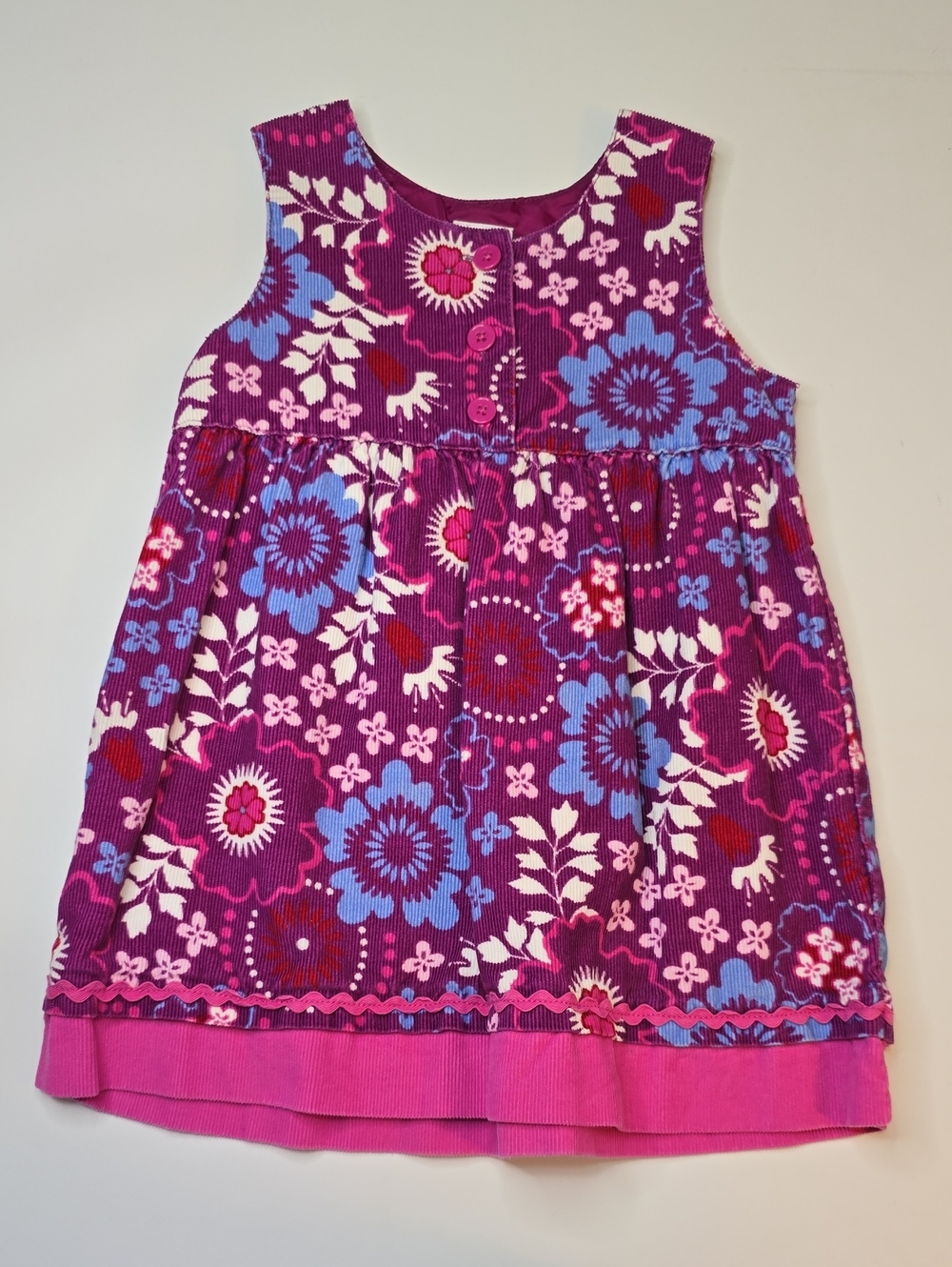 Hanna Andersson Fuchsia Floral Corduroy Dress